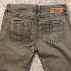 Burberry Brit skinny green jeans with zippers, s27